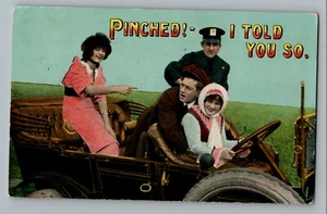Policeman Grabbing Man With Arms Around Woman In Car Postcard 1915 Alvord Iowa - Picture 1 of 2