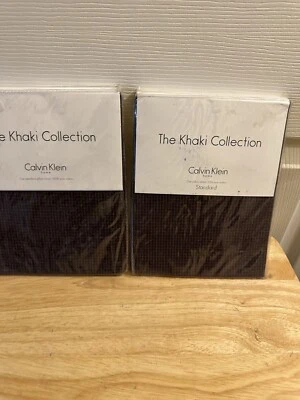 NIP Calvin Klein Khaki Collection Nara-Smoke Plaid  Standard Shams (2) - Image 1 of 4