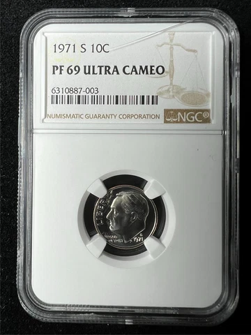 1971 S 10C Roosevelt Dime PF69 Ultra Cameo UCAM PR69 DCAM; Top Pop 172; SKU 3203 Cover