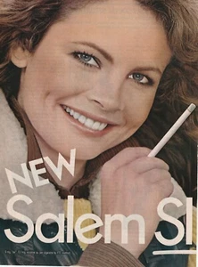 Two page ad Magazine ad 1982 features Young woman Smoking a Salem Slim light cig - Picture 1 of 6