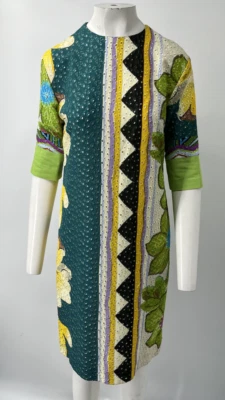 Vestido recto Etro multicolor con ojales estampado floral manga corta hasta la rodilla talla 42 Foto 1 de 4