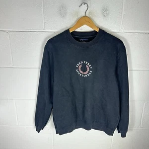 Fred Perry Sweatshirt Mens Medium Black Spell Out Casuals Terrace Mods Ska - Picture 1 of 10