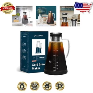 1.5L Iced Coffee & Tea Maker - Borosilicate Glass with Steel Filter - Picture 1 of 11