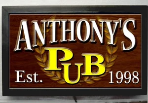LED LIGHTED CUSTOM BAR SIGN -PERSONALIZED PUB SIGN HOME DECOR - Picture 1 of 1