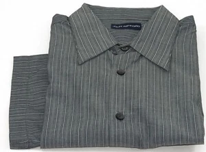 John Ashford Men's Button-Front Short Sleeve Casual Shirt Black/Agean Size M - Bild 1 von 2