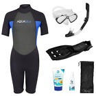 Blue Reef Aqua Blue Boy's Shorty Wetsuit Snorkeling Package