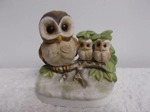 Vintage Homco Colorful Owl Family Porcelain Figurine 1298 - Picture 1 of 6