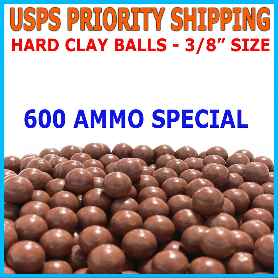 FRENTALY 600 QTY - Biodegradable Slingshot Ammo 3/8" Inch Precision Hard Clay Balls