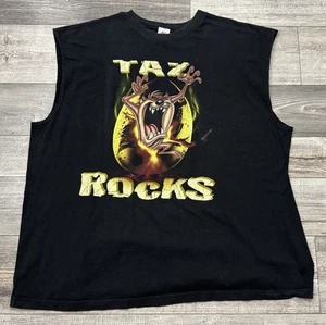 Vintage Looney Tunes 1997 Tazmanian Devil Taz Rocks Sleeveless Shirt Mens 2XL - Picture 1 of 7