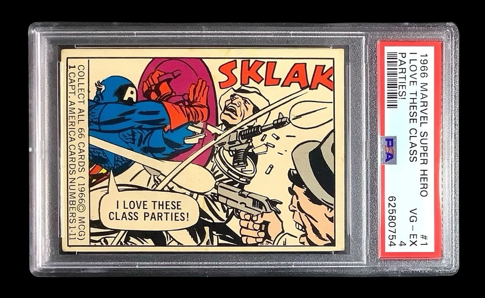 1966 donruss marvel heroes #1 captain america; 1st appearance & card ever PSA 4 - Image 1 of 3