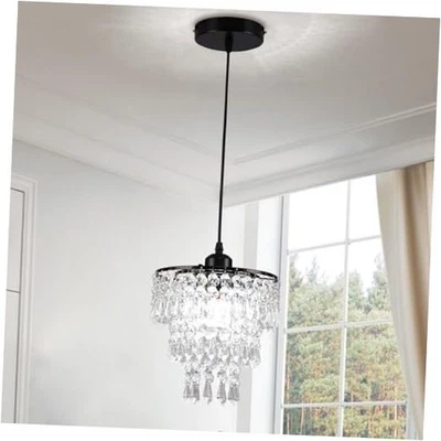  Lámpara colgante de cristal pequeña negra con luz semi empotrada negra-cromo Foto 1 de 4