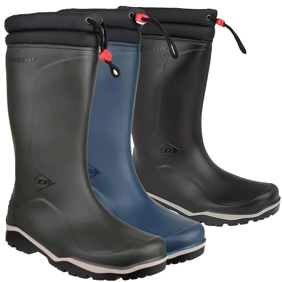 Mens Dunlop Blizzard Pull On Rubber Tall Wellington Wellie Boots Sizes 3 to 13 - Image 1 of 1