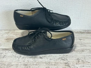 SAS Women's Shoes 8WW Siesta Lace Up Comfort Moc Loafer Shoes Black Leather USA - Picture 1 of 7