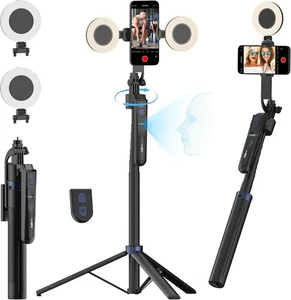 Auto Face Tracking Stativ für Smartphones, 70“ Handystativ mit LED Licht, selbst - Bild 1 von 8