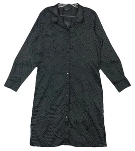 Foxcroft Womens Size 12 Shirt Dress Wrinkle Free Black Polka Dot Minimalist READ - Picture 1 of 12