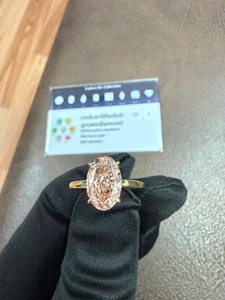 2.00 Oval Lab Grown Diamond Engagement Ring 14KT Yellow Gold IGI Certified Pink - Picture 1 of 10