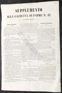 Supplemento alla Gazzetta di Parma N. 47 - 1849 Parte interna Foglio di Annunci  - Foto 1 di 1