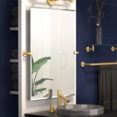 4239S Latitude II, Frameless Rectangle Pivot Mirror, 31.5" H, Brushed Brass/W... - Image 1 of 2