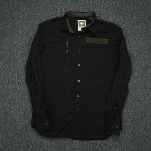 G-Star RAW Shirt Mens Large Black Powel 3D Button Long Sleeve Zip Pocket Cargo - Picture 1 of 11