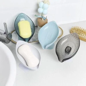 Portasapone bagno a ventosa spugna autoscaricante forma sapone foglia piatto} - Foto 1 di 14