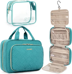 Toiletry Bag Hanging Travel Makeup Organizer with TSA Approved Transparent Cosme - Picture 1 of 7