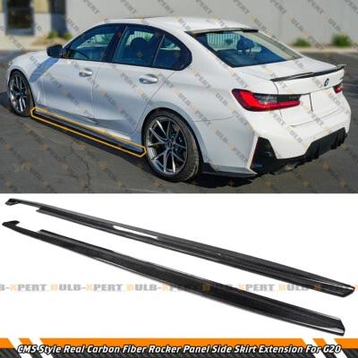 Extensão de saia lateral de fibra de carbono real estilo CMS para 19-2025 BMW G20 330i M340i - Imagem 1 de 4