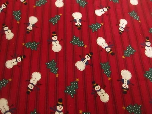 Vitg VIP Cranston Snowman Toss Stripe Fabric Christmas Quilt Cotton 1yd 30" x 44 - Picture 1 of 7