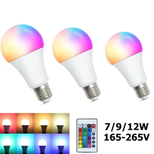 E27 A60 A65 A70 RGB Globe Light Stepless Dimming With Remote Control 165V-265V - Picture 1 of 4
