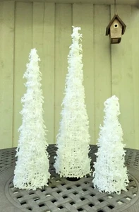 3 Piece Indoor Christmas Tree Set White Crystal And Glitter 0001 - Picture 1 of 4
