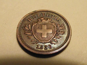 #2651 Switzerland; 1 Rappen 1936 - Picture 1 of 2