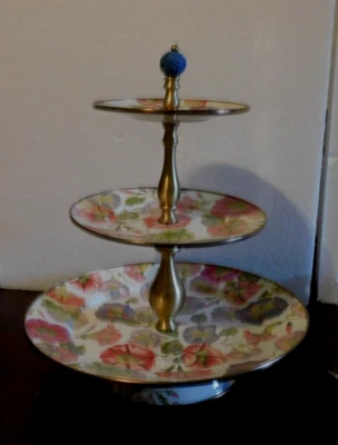 MACKENZIE-CHILD'S MORNING GLORY ESMALTE 3 NIVELES SOPORTE DULCE, RETIRADO NUEVO Foto 1 de 2