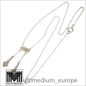 Art Deco 835 Silber Lavaliere Strass Collier Halskette silver necklace - Picture 1 of 4