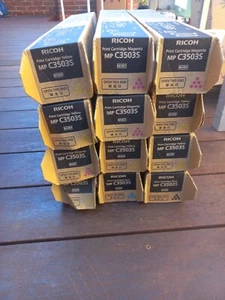 Ricoh MP C3503S BUNDLE OF TWELEVE (12) Y X 6 M X 4 K X 1 C X 1 3003 3503 SERIES. - Picture 1 of 4