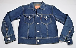 Levis Jean Jacket VTG 90s Dark Blue Denim Type 1 Iconic Look Made USA Sz S/M - Picture 1 of 11