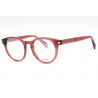 Police Women's Eyeglasses Transparent Burgundy Plastic Round Frame VPLF30 01CK - Image 1 of 2