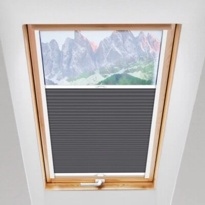 ROLLOS24 Tenda pieghevole plissettata lucernario pieghevole per Velux - tessuto opaco con guide