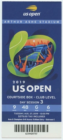 8/27 2019 US Open Tennis Courtside TICKET Serena Williams Bianca Andreescu Day 3 Cover