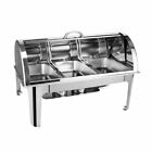 SOGA Three Trays Round Roll Top 3*3L Stainless Steel Chafing Dish with Stand