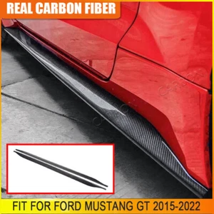 For Ford Mustang GT 2015-22 Real Carbon Fiber Side Skirts Extension Lip Spoiler - Picture 1 of 12