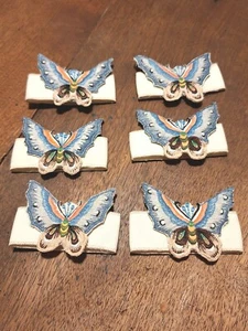 Vintage St. George Geschirr Schmetterling Serviettenhalter aus Stoff 6er Set - Bild 1 von 13