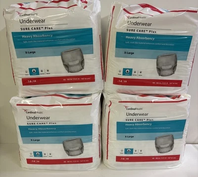 CARDINAL XL 56 Ct Sure Care Plus Coviden #1625 Adult Disposable Pull Up Underwear Diapers