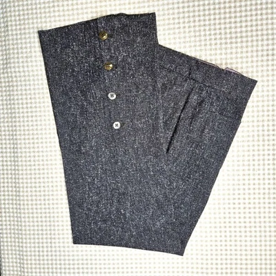 Pantalones Elevenses Gris Marrón Tweed Pierna Ancha Botón Acento Cremallera Frontal Elegante Foto 1 de 4