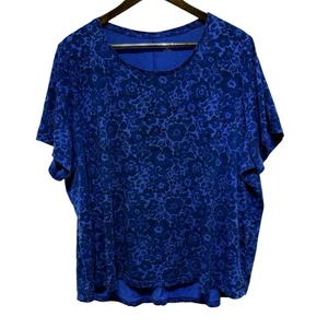 Camiseta Duluth Trading para mujer 3X azul floral manga corta relajada camiseta algodón - Imagen 1 de 9