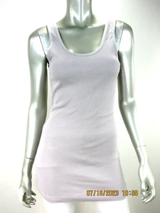 TRESICS SZ Junior M Cott/Spand Gray with Lavender Hue Long Tank Top Shirt Blouse - Picture 1 of 14