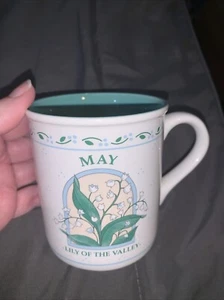 Papel May Lily of the Valley Coffee Mug Flower Of the Month Birthday Korea Vtg - Picture 1 of 5