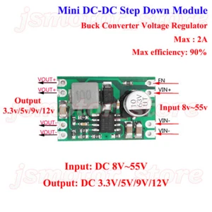 2A DC-DC Buck Step Down Voltage Converter Power Module 8v-55v to 3.3v 5v 9v 12v - Picture 1 of 9