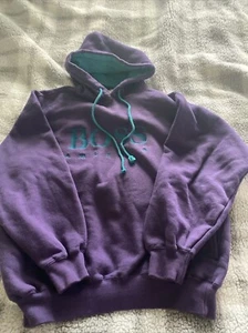 Vintage Boss America Embroidered Purple With Teal Hooded Sweatshirt Medium 90s - Bild 1 von 12