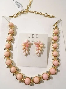 NUEVO CON ETIQUETAS Lee by Lee Angel Mujer Rosa Capri Collar Hoja Pendientes Nuevo con Etiquetas 100-50 - Imagen 1 de 4