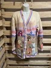 Vintage Handknits by Storybook Knits Cat Cardigan Sweater Woman's Size M KG JD
