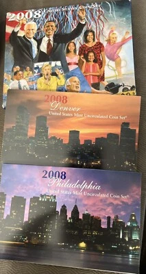 2008 Uncirculated Coin Set U.S Mint Government Packaging OGP COA Democratic Box - Image 1 of 4